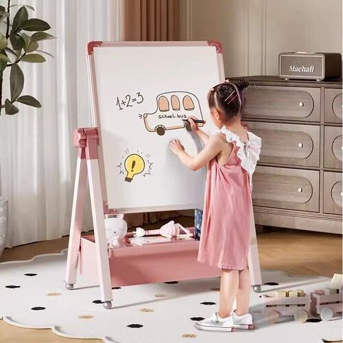 日本进口MUJIE儿童画板家用支架式磁性写字教学涂鸦涂色双面白板