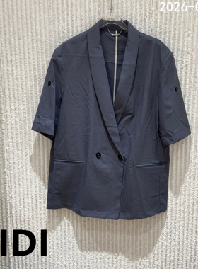 欧洲站2026夏季新款双排两扣薄款短袖西装外套女通勤西服2229