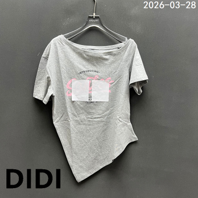 欧洲站2026早夏新款时尚字母印花百搭纯棉斜肩露背短袖T恤女3523
