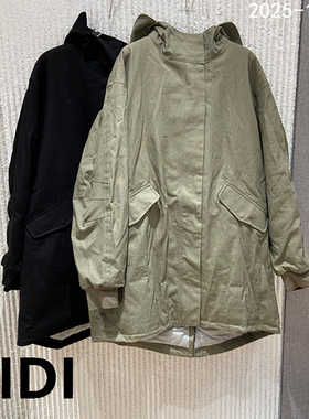 欧洲站2025冬季新款PH23连帽拉链中长款加厚风衣外套女59338