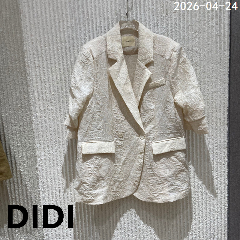 欧洲站2026夏季新款高级感提花中袖西装外套女七分袖西服61059