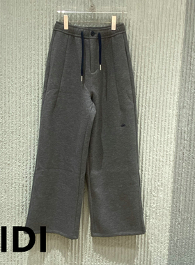 欧洲站2025秋冬新款松紧腰单扣抽绳简约字母薄绒阔腿休闲裤59371