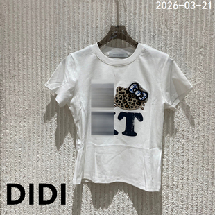 T恤女减龄百搭上衣 over字母卡通印花圆领短袖 欧洲站2026春季 新款