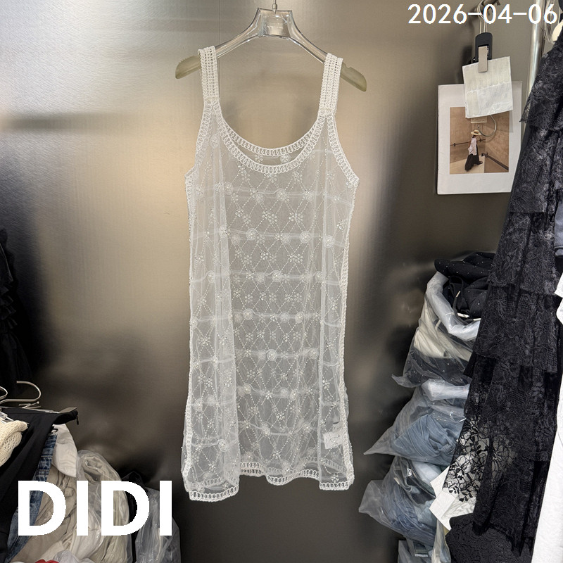 欧洲站2026早夏新款时尚重工亮片钉珠透视叠穿吊带背心女款S145