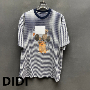 T恤女宽松百搭上衣2020C 卡通印花条纹纯棉短袖 欧洲站2026春季 新款
