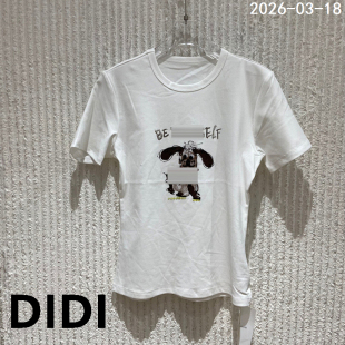 T恤女百搭显瘦上衣6068 字母卡通印花圆领短袖 欧洲站2026春季 新款