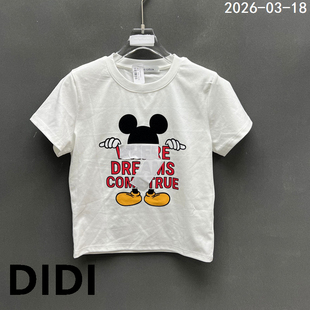 米奇卡通印花短袖 时尚 T恤女白色百搭宽松上衣 新款 欧洲站2026春季