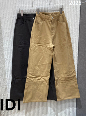 欧洲站2025冬季新款净版纯色百搭加绒休闲裤女显瘦直筒裤13956