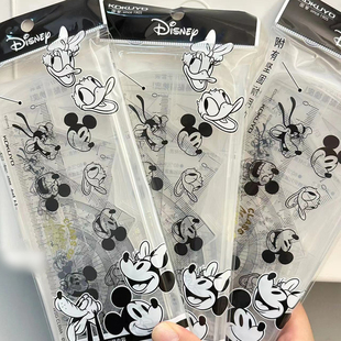 日本KOKUYO国誉迪士尼米奇联名套尺四件套学生尺子直尺三角板透明