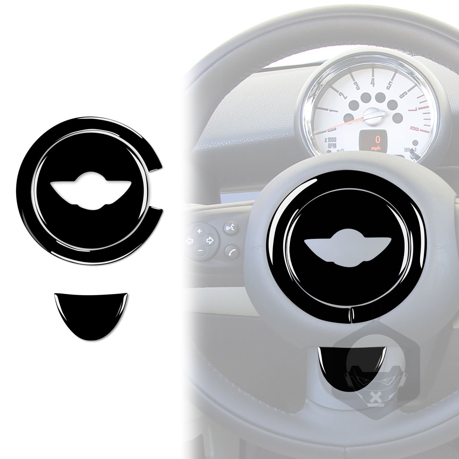 适用于07-13款宝马MINIR55R56R60R61方向盘贴钢琴黑汽车改装装饰