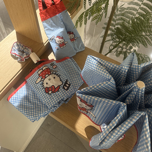 Kitty控必入可爱少女心自动雨伞折叠晴雨两用黑胶防紫外线太阳伞