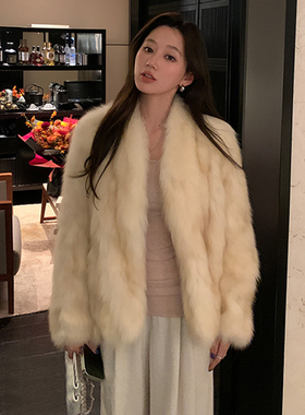 高级感仿狐狸毛皮草大衣女秋冬短款加厚年轻毛绒外套轻奢长袖上衣