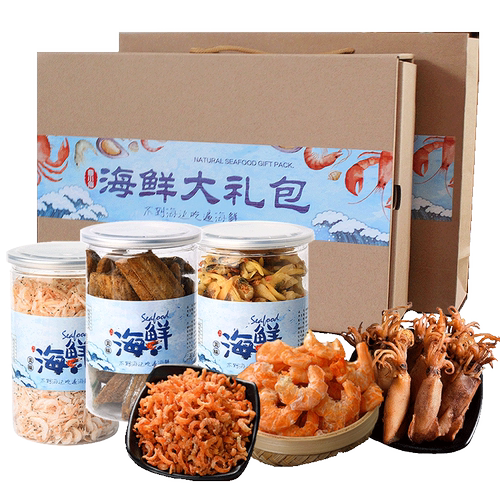 曲小仙 山东青岛特产海鲜大礼包 海鲜礼盒 即食零食小吃组合灌装
