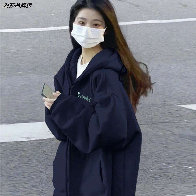 卫衣外套女春秋2026港风宽松长袖卫衣女爆款复古外套美式连帽上衣