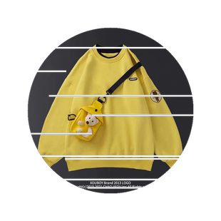 小熊白色卫衣韩版女潮春秋薄款不带帽子圆领网红宽松学生上衣