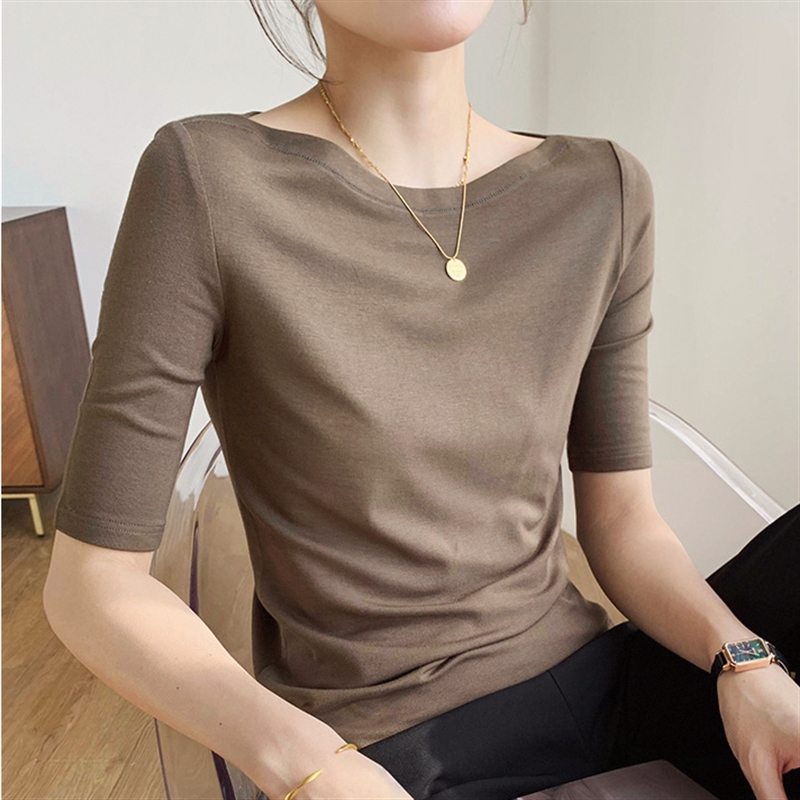 莫代尔女装内搭五分肩上短袖T恤