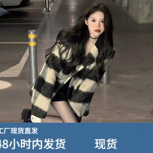 2026新款韩版气质高级感复古休闲呢子西装中长版毛呢女装外套秋冬