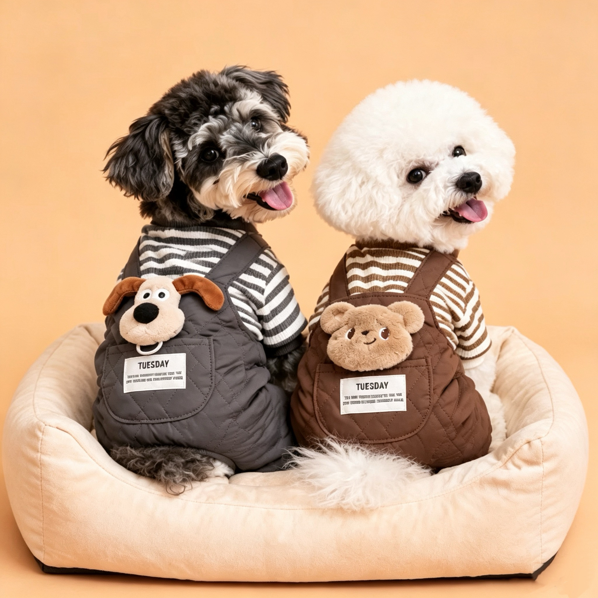 狗狗衣服秋冬装厚款大口袋四脚立体卡通背带裤小型犬泰迪宠物