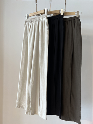 天丝亚麻吸湿阔腿直筒裤薄