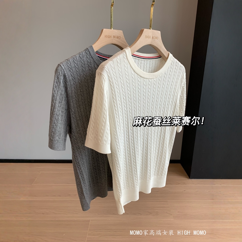 蚕丝莱赛尔针织短袖T恤女