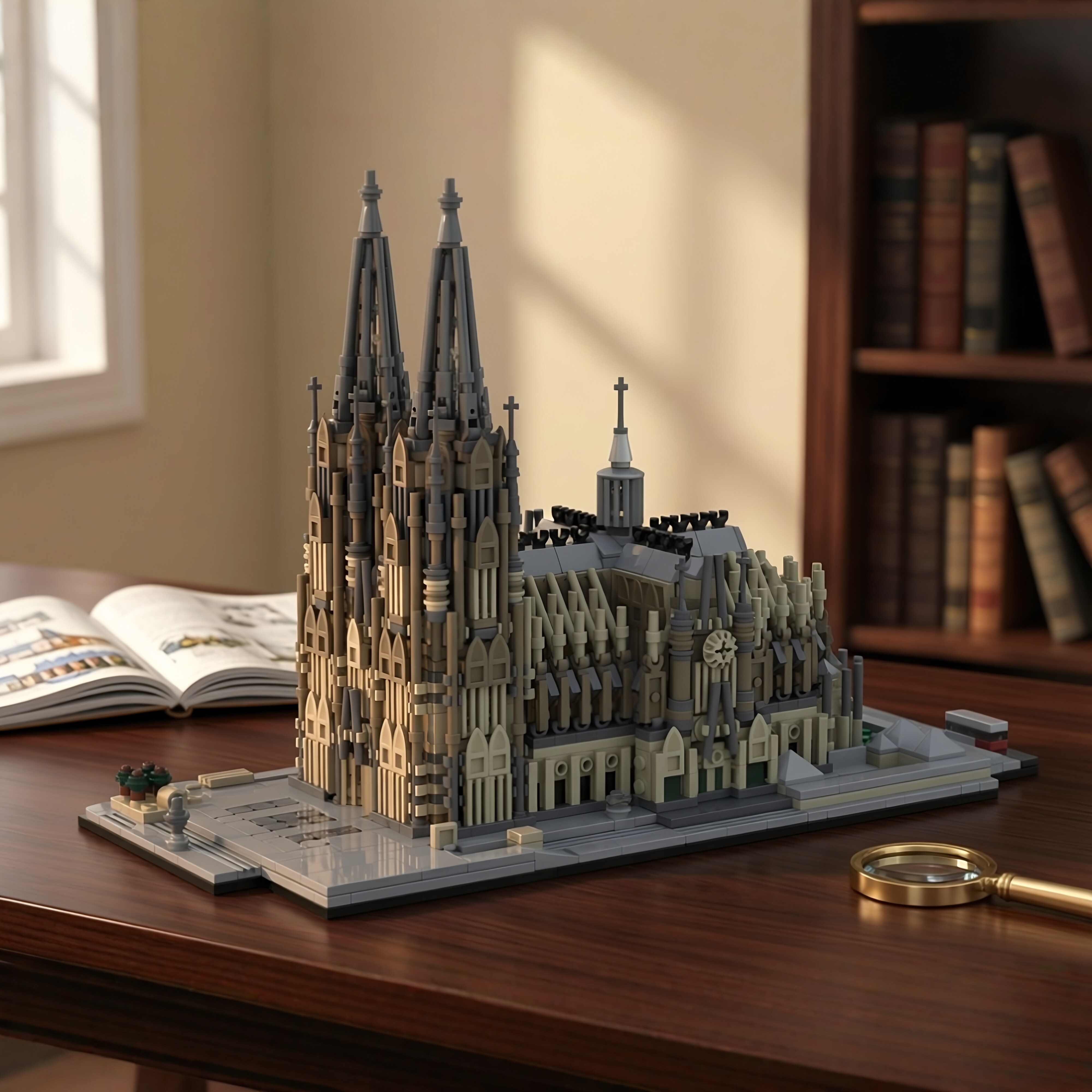 现货小颗粒MOC-252880中世纪建筑科隆大教堂 1:800街景积木模型