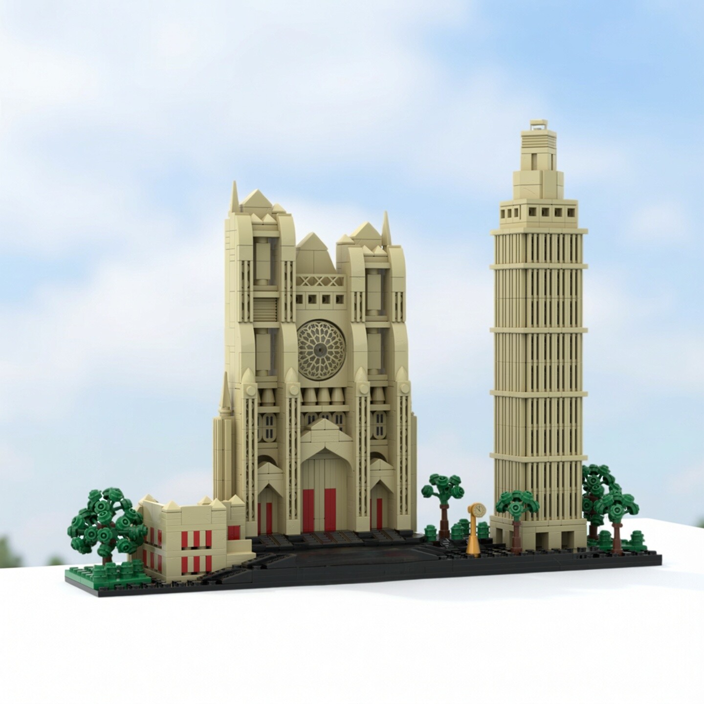 现货小颗粒MOC-262347亚眠教堂街景建筑积木益智玩具模型礼物摆件