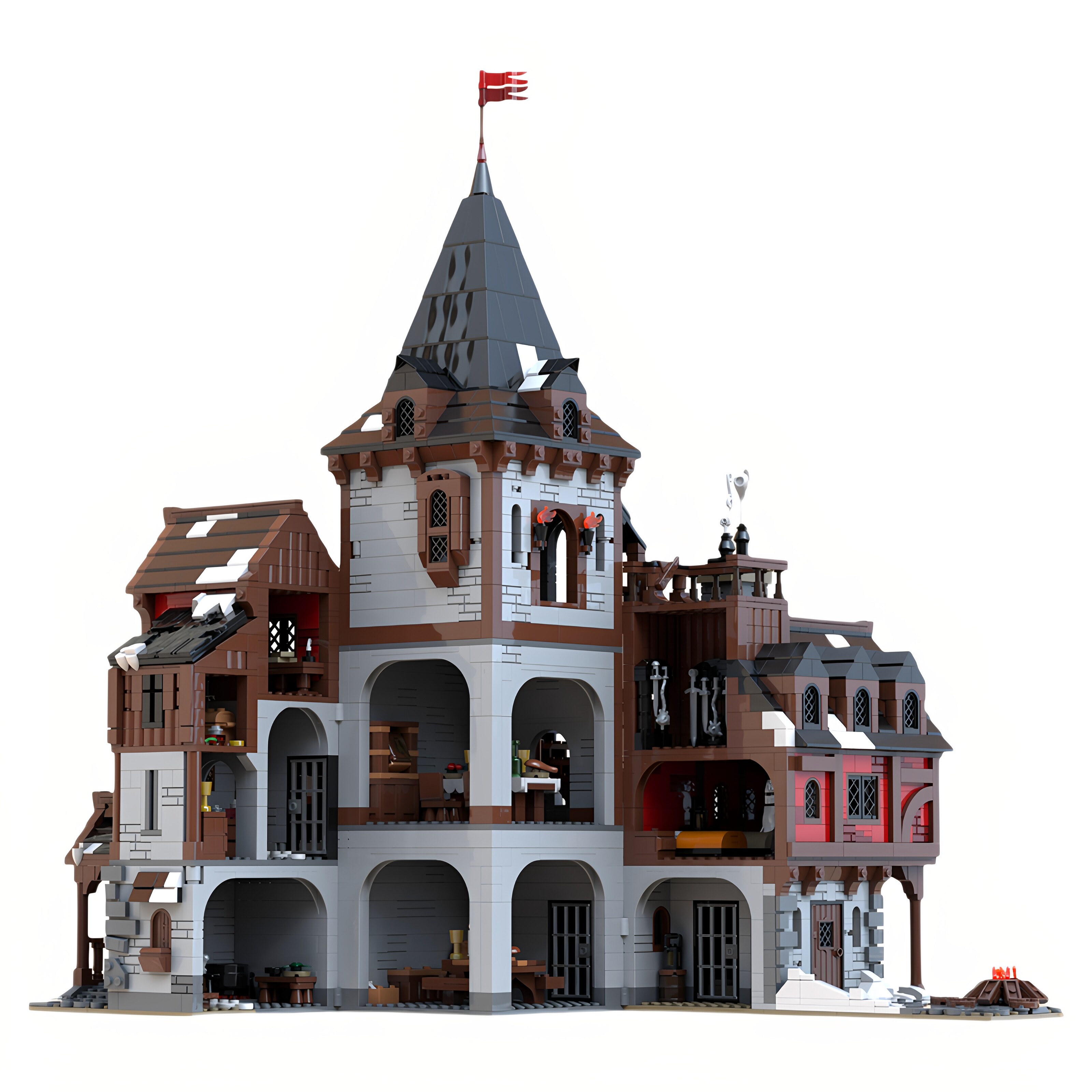 现货小颗粒MOC-233536中世纪狼王城堡积木益智玩具模型礼物摆件