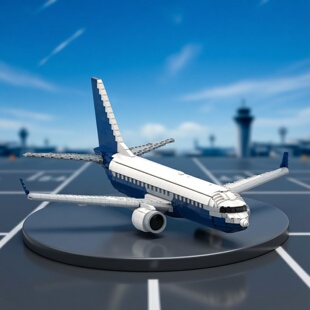 现货小颗粒MOC-234060积木波音737-800航空飞机益智玩具模型礼物