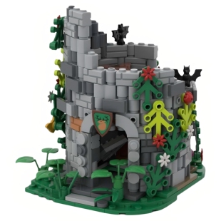 现货小颗粒MOC-209471瞭望塔遗址废墟建筑积木玩具模型礼物摆件