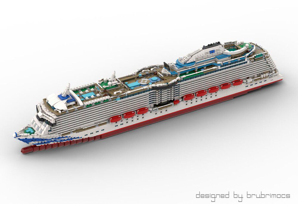 现货小颗粒MOC-226256皇家公主轮船大型游轮积木1:400比例摆件