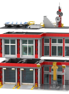 现货小颗粒MOC-91959消防屋积木益智玩具模型礼物摆件