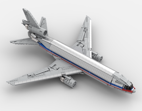 现货小颗粒MOC拼装积木航空飞机DC-10益智美国航空传奇玩具模型男