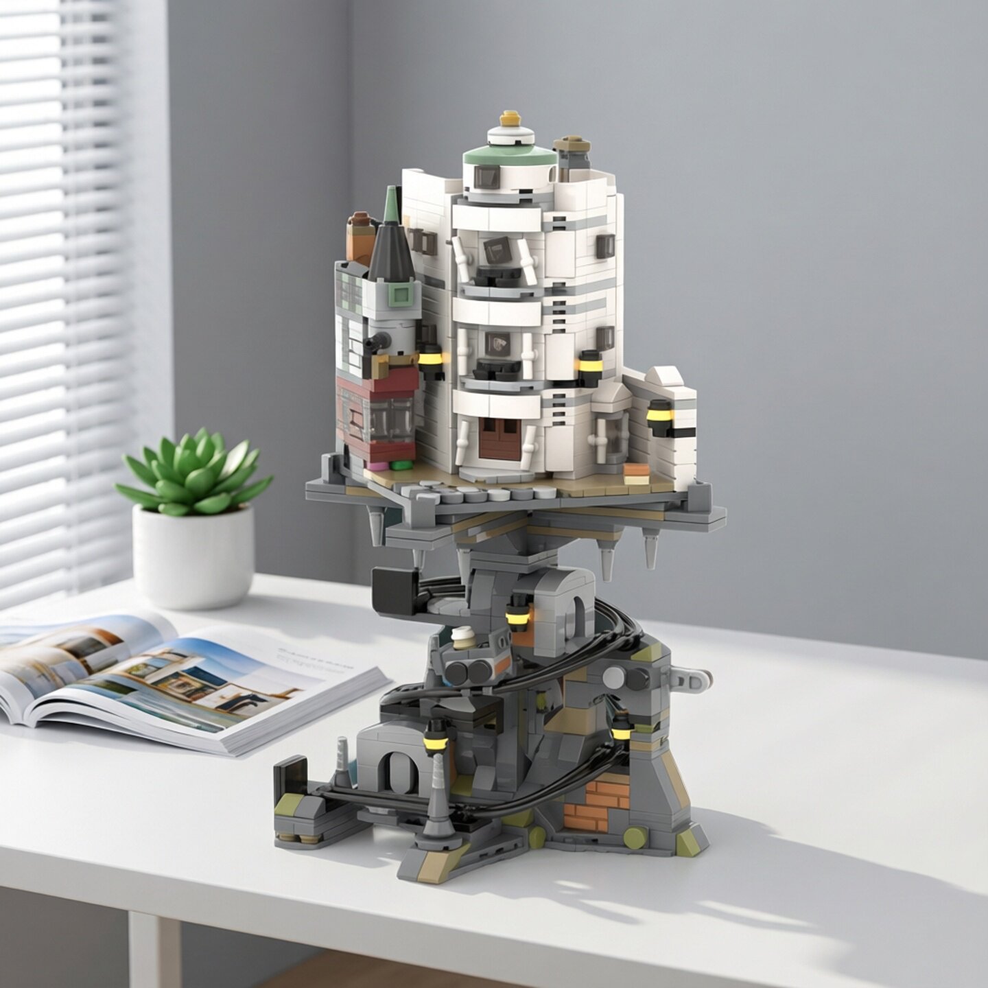现货小颗粒MOC-156780迷你建筑街景古灵阁巫师银行积木玩具模型图片