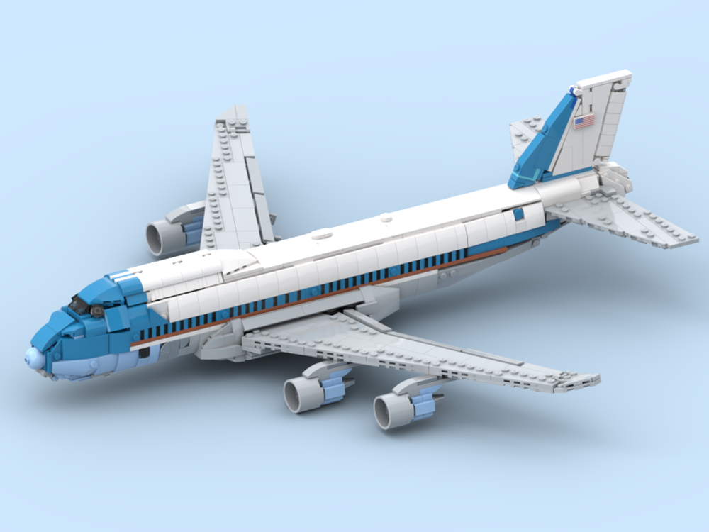 现货MOC-160923飞机小颗粒拼装波音747空军一号积木摆件益智模型