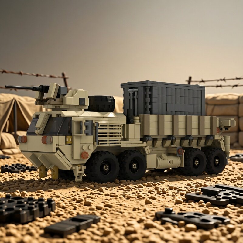 现货小颗粒MOC-177525重型军用卡车模型军事积木益智玩具模型摆件