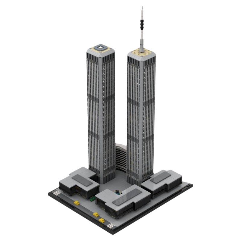 现货小颗粒MOC-122768世界贸易中心建筑1/1000积木益智模型摆件