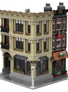 现货小颗粒MOC-64880市集广场角积木益智玩具模型礼物摆件