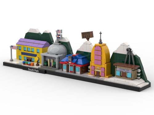 现货小颗粒MOC-245503拼装南方公园天际线积木益智玩具模型礼物