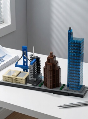 现货小颗粒MOC-36966费城天际线建筑街景积木益智模型礼物摆件