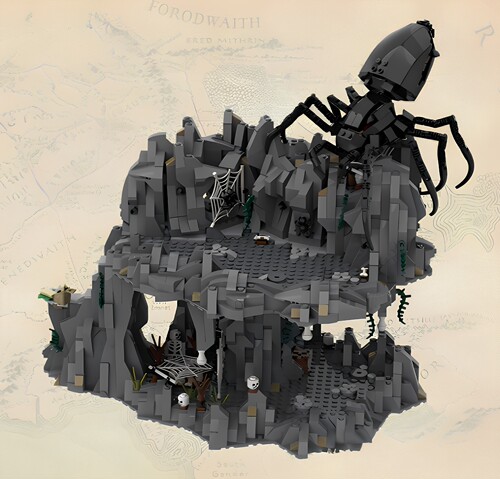 现货小颗粒MOC-55839霍比特人和魔戒王谢洛布的巢穴积木玩具模型