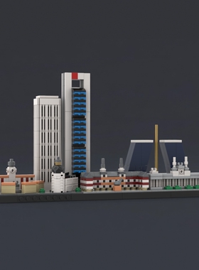 现货小颗粒MOC-233940马德里天际线街景建筑拼装积木模型礼物摆件