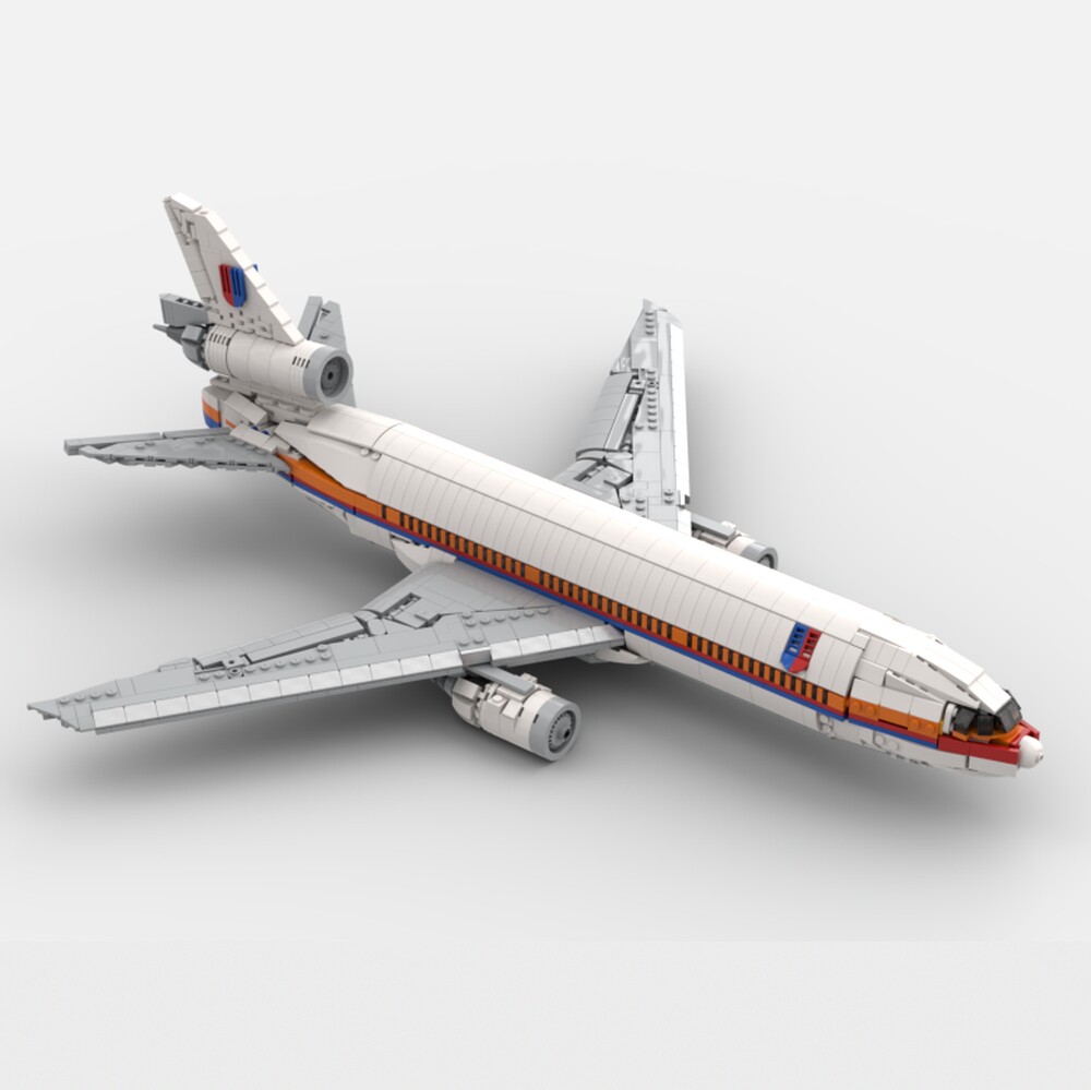 现货小颗粒MOC飞机联合航空DC-10客机积木益智玩具模型礼物摆件
