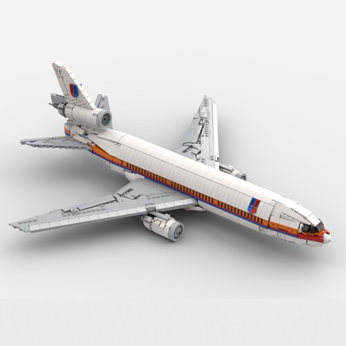 现货小颗粒MOC飞机联合航空DC-10客机积木益智玩具模型礼物摆件