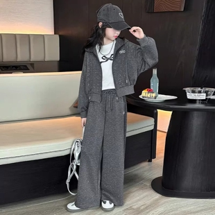 连帽针织卫衣阔腿裤 GBUBG 春秋装 2026新款 两件套 女童休闲运动套装