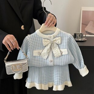 GBUBG 女童针织套装秋装2026新款儿童小香风毛衣开衫外套短裙两件