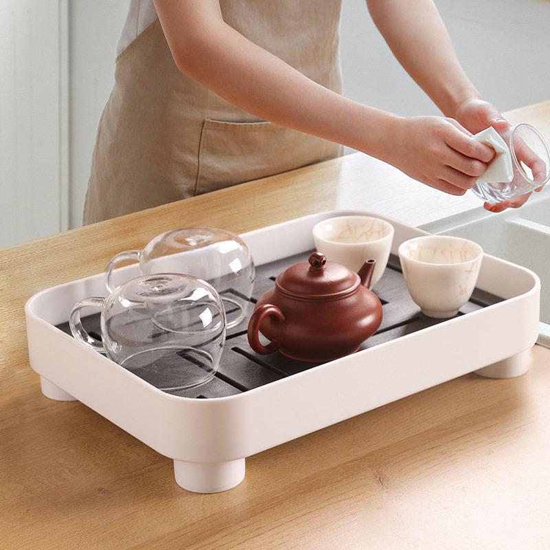厨房水杯茶杯双层沥水盘杯子沥水托盘长方形家用客厅茶盘塑料,餐饮具,茶盘,淘宝优惠券,粉丝福利购,淘宝优惠卷