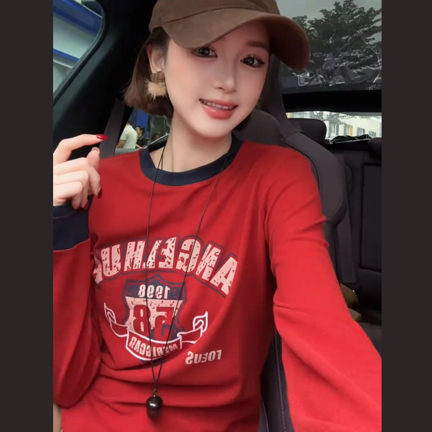 小众撞色美式数字印花女T恤