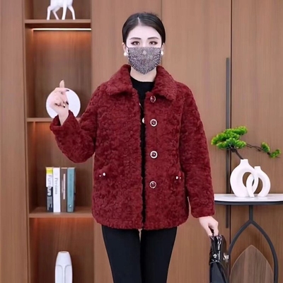 妈妈棉袄外套女士秋冬装2025新款爆款皮毛一体棉衣小个子加厚棉服