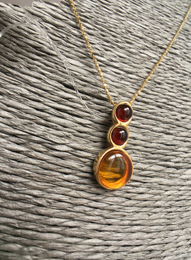 俄罗斯sunstone圆形吊坠茶珀欧款设计