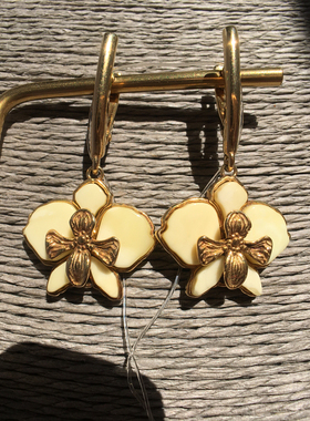 俄罗斯sunstone白蜡蝴蝶兰鸢尾花耳坠戒指吊坠轻奢高级礼物推荐女